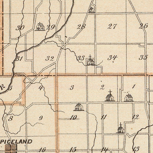 Vintage Map of Henry County, Indiana, 1876