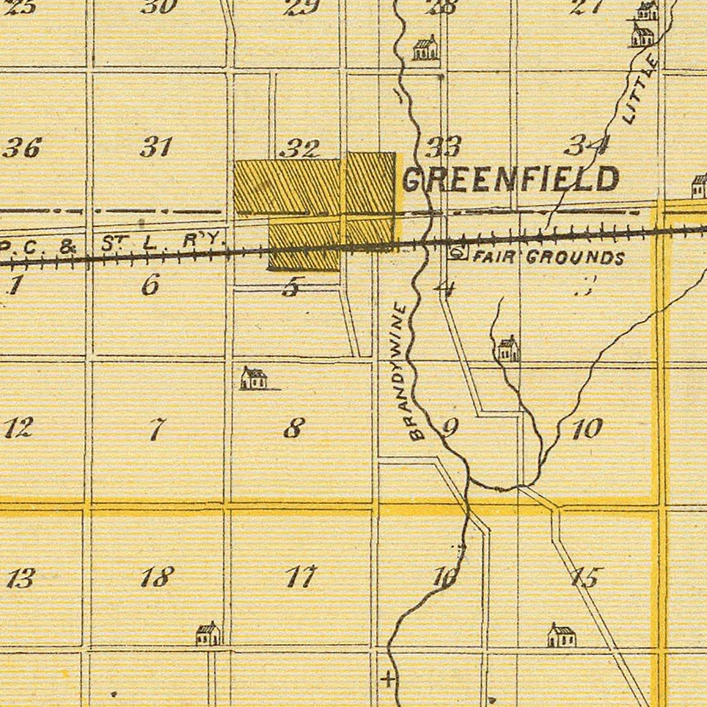 Vintage Map of Hancock County, Indiana, 1876