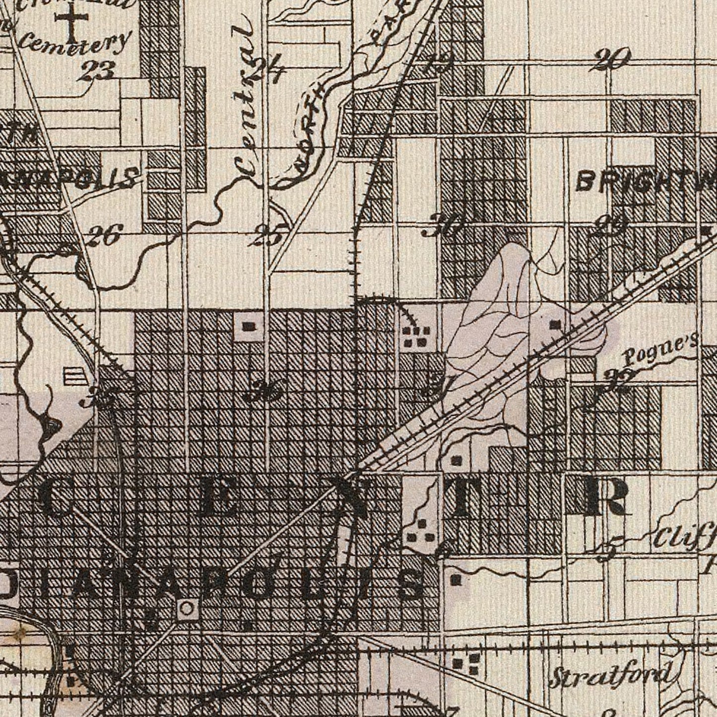 Vintage Map of Marion County, Indiana, 1876