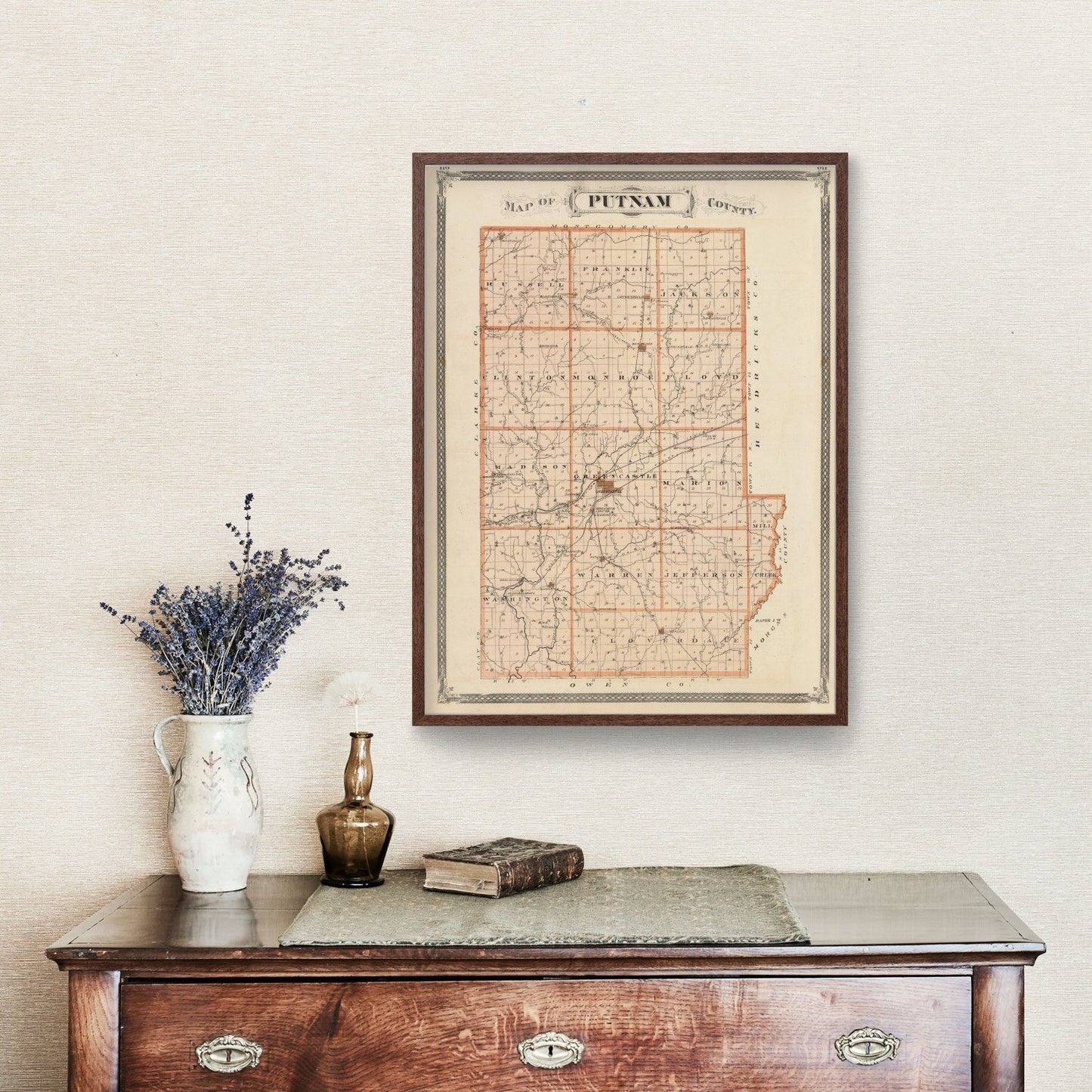 Vintage Map of Putnam County, Indiana, 1876
