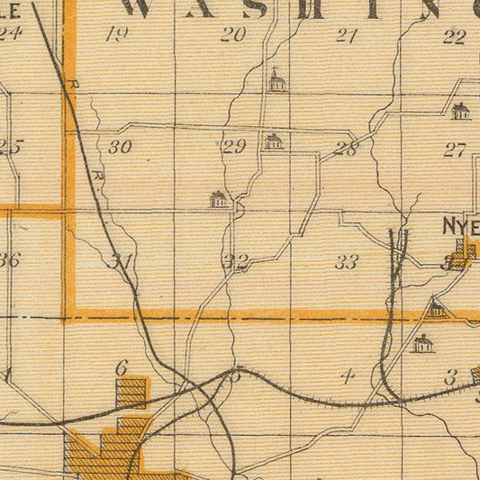 Vintage Map of Parke County, Indiana, 1876