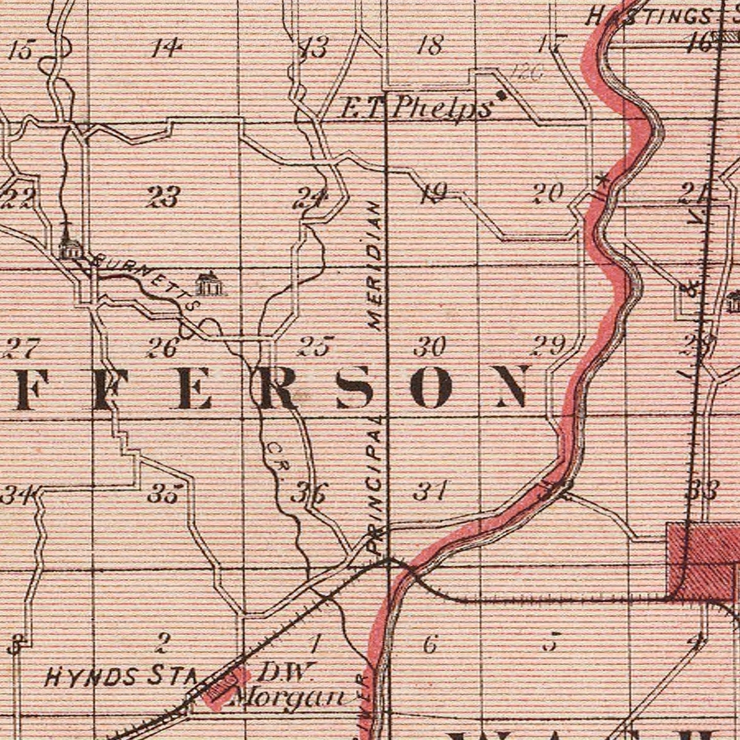 Vintage Map of Morgan County, Indiana, 1876