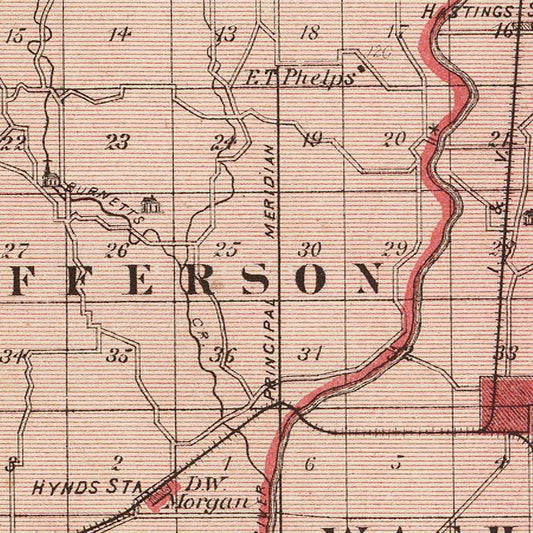 Vintage Map of Morgan County, Indiana, 1876