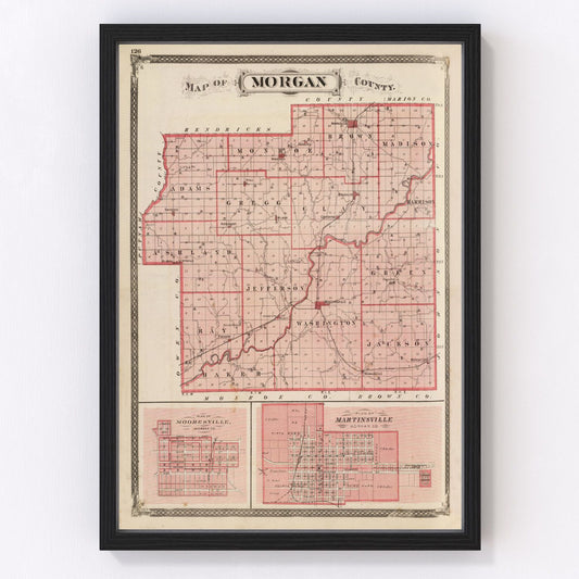 Vintage map of Morgan County, Indiana, 1876