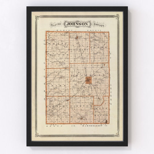 Vintage map of Johnson County, Indiana, 1876