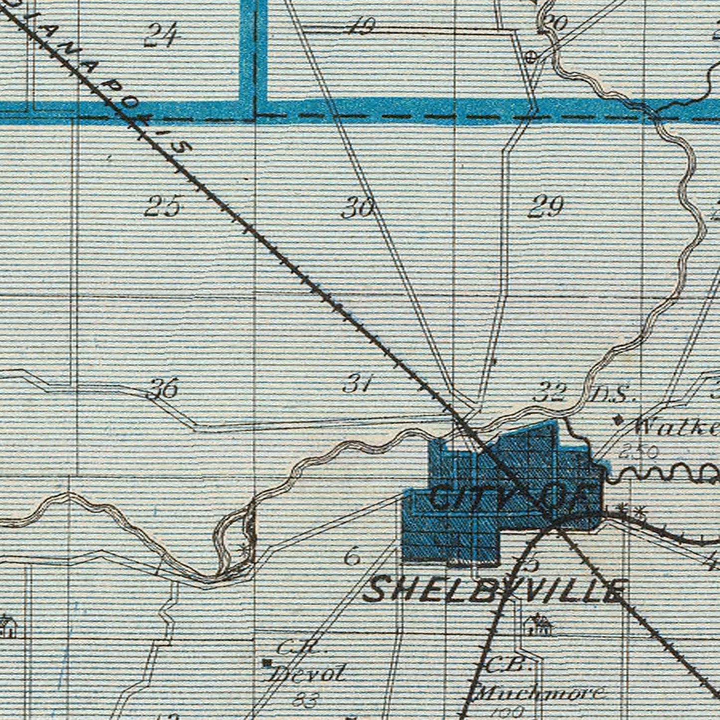 Vintage Map of Shelby County, Indiana, 1876