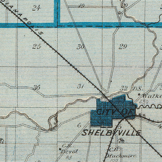 Vintage Map of Shelby County, Indiana, 1876