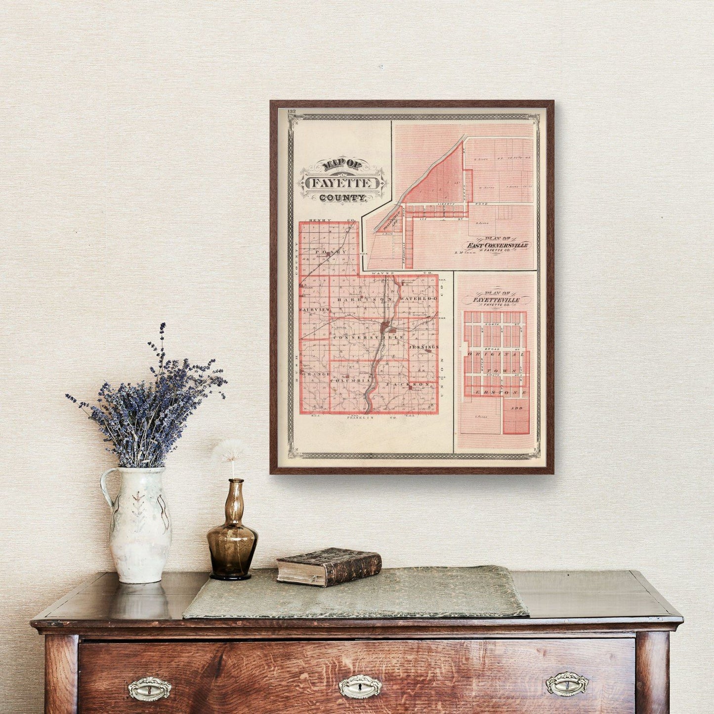 Vintage Map of Fayette County, Indiana, 1876