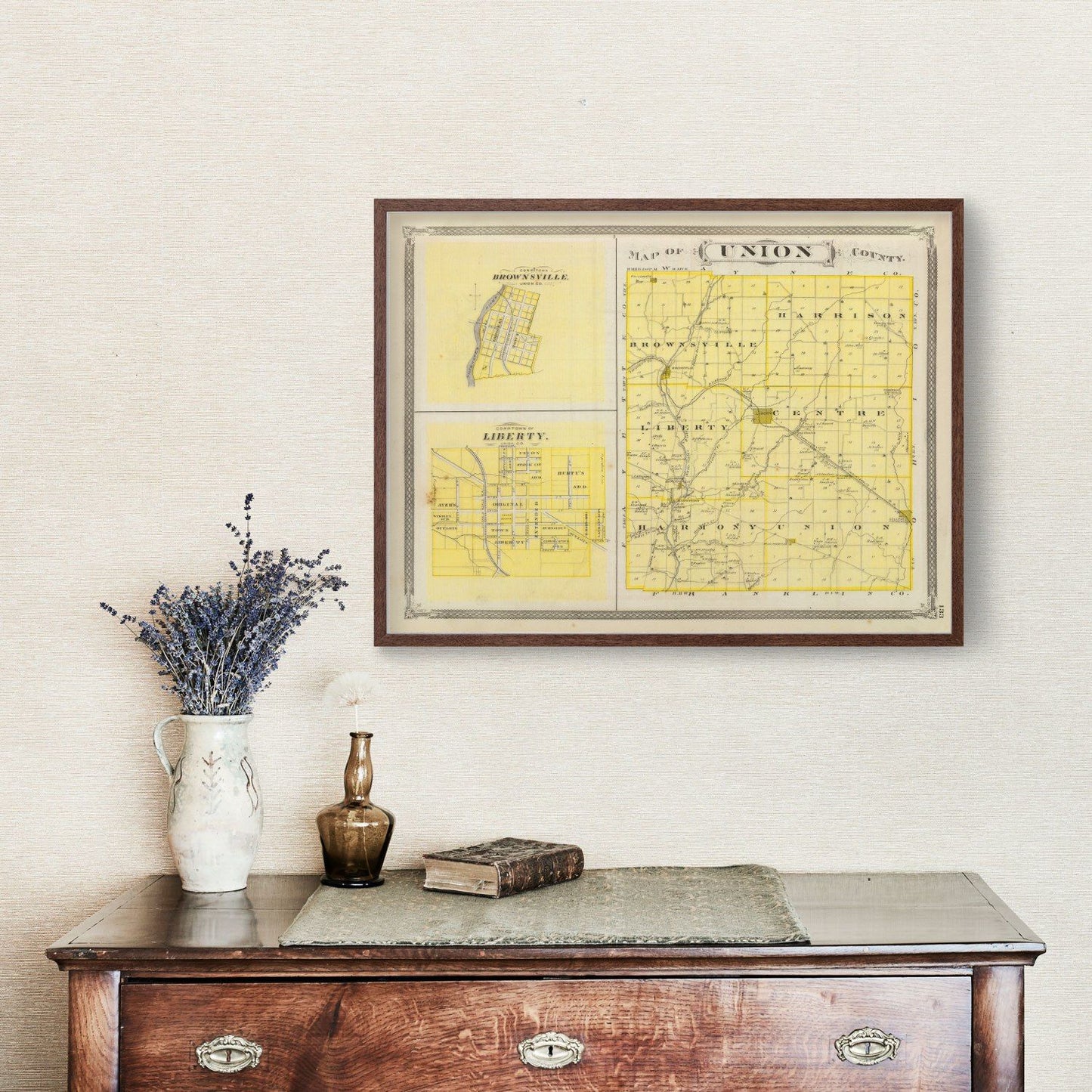 Vintage Map of Union County, Indiana, 1876
