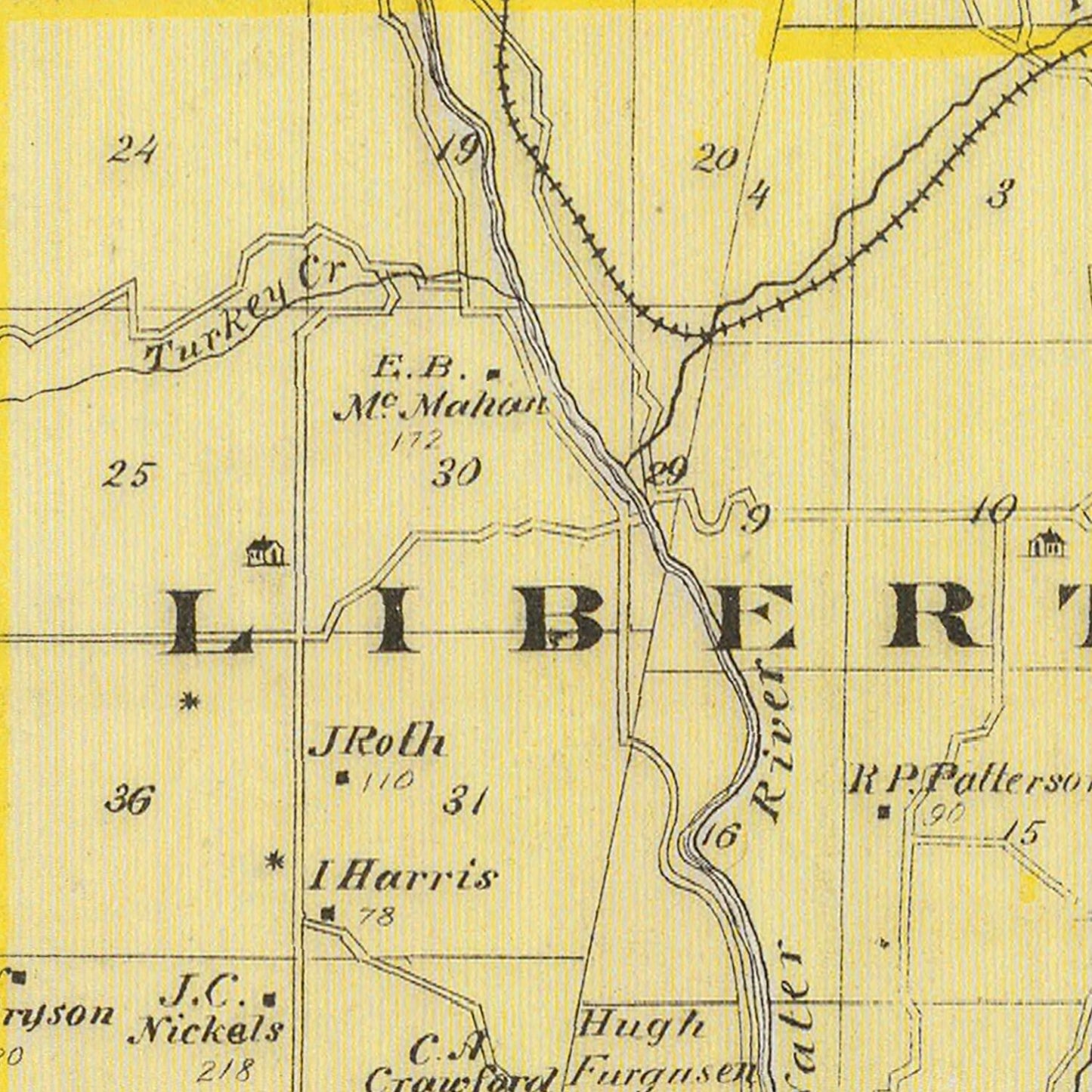 Vintage Map of Union County, Indiana, 1876