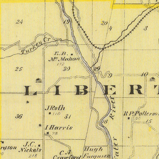 Vintage Map of Union County, Indiana, 1876