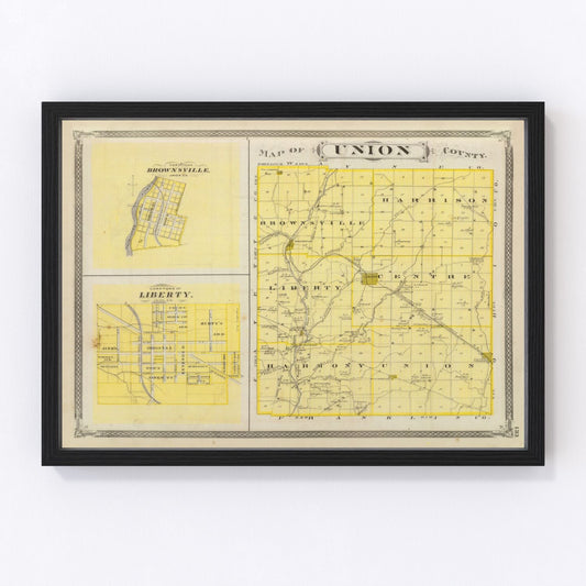 Vintage map of Union County, Indiana, 1876