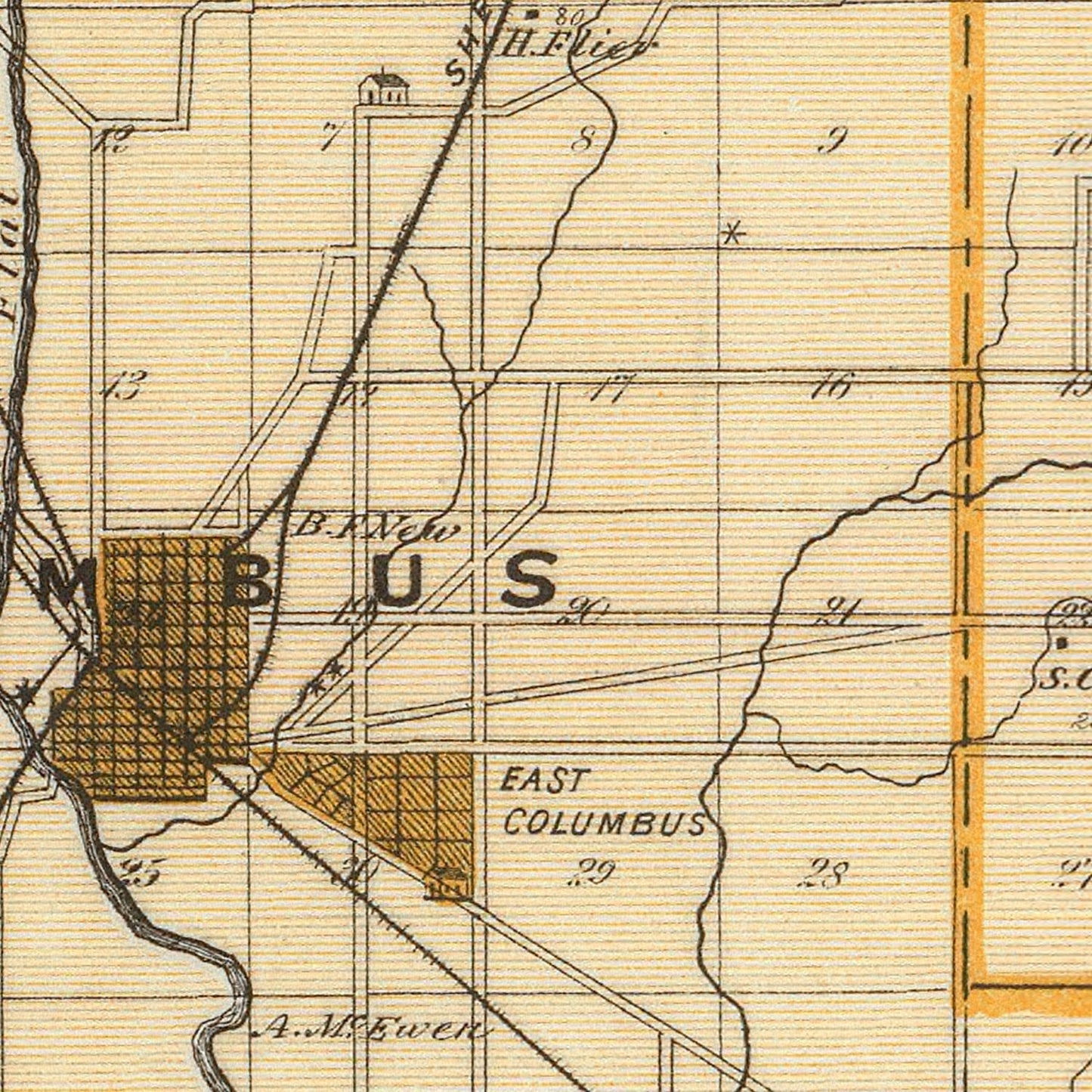 Vintage Map of Bartholomew County, Indiana, 1876