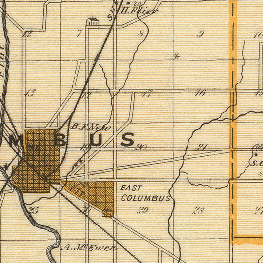 Vintage Map of Bartholomew County, Indiana, 1876