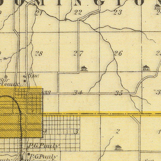 Vintage Map of Monroe County, Indiana, 1876