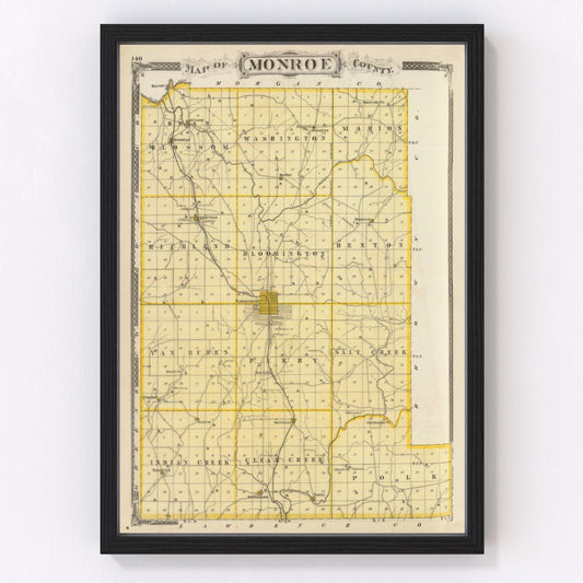 Vintage map of Monroe County, Indiana, 1876
