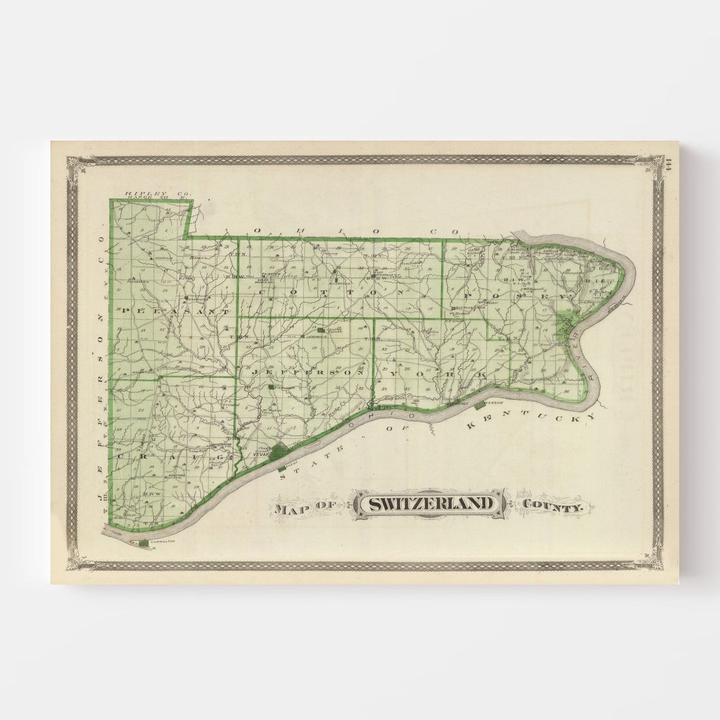 Vintage Map of Switzerland County, Indiana, 1876