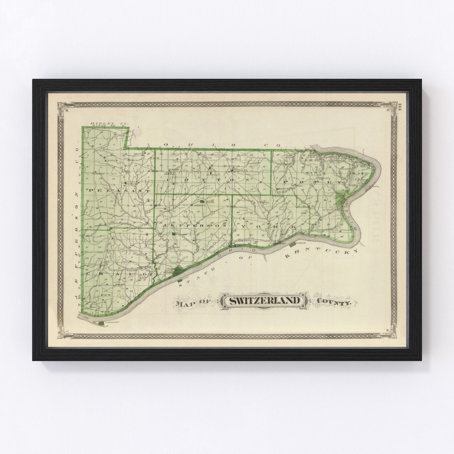 Vintage map of Switzerland County, Indiana, 1876
