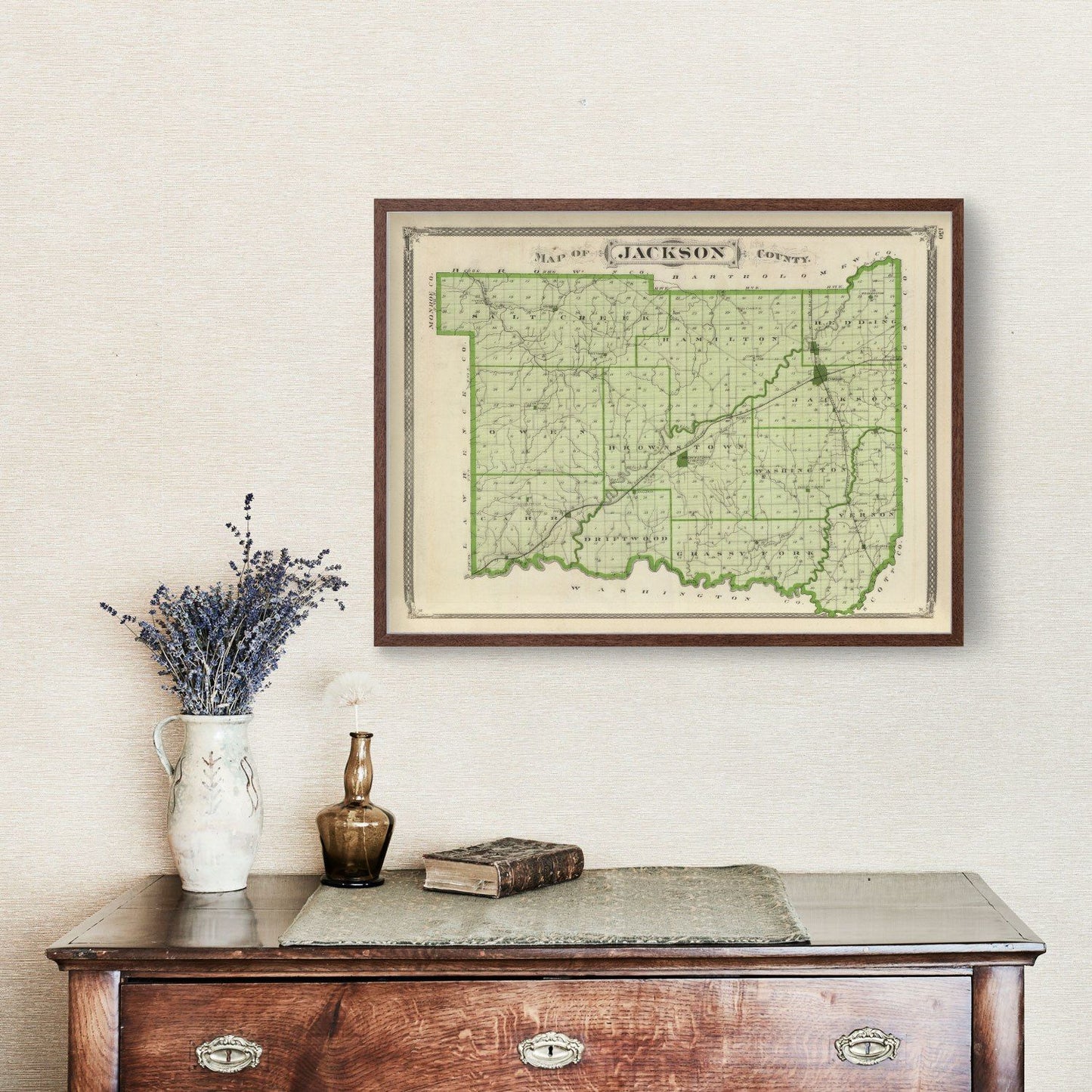 Vintage Map of Jackson County, Indiana, 1876