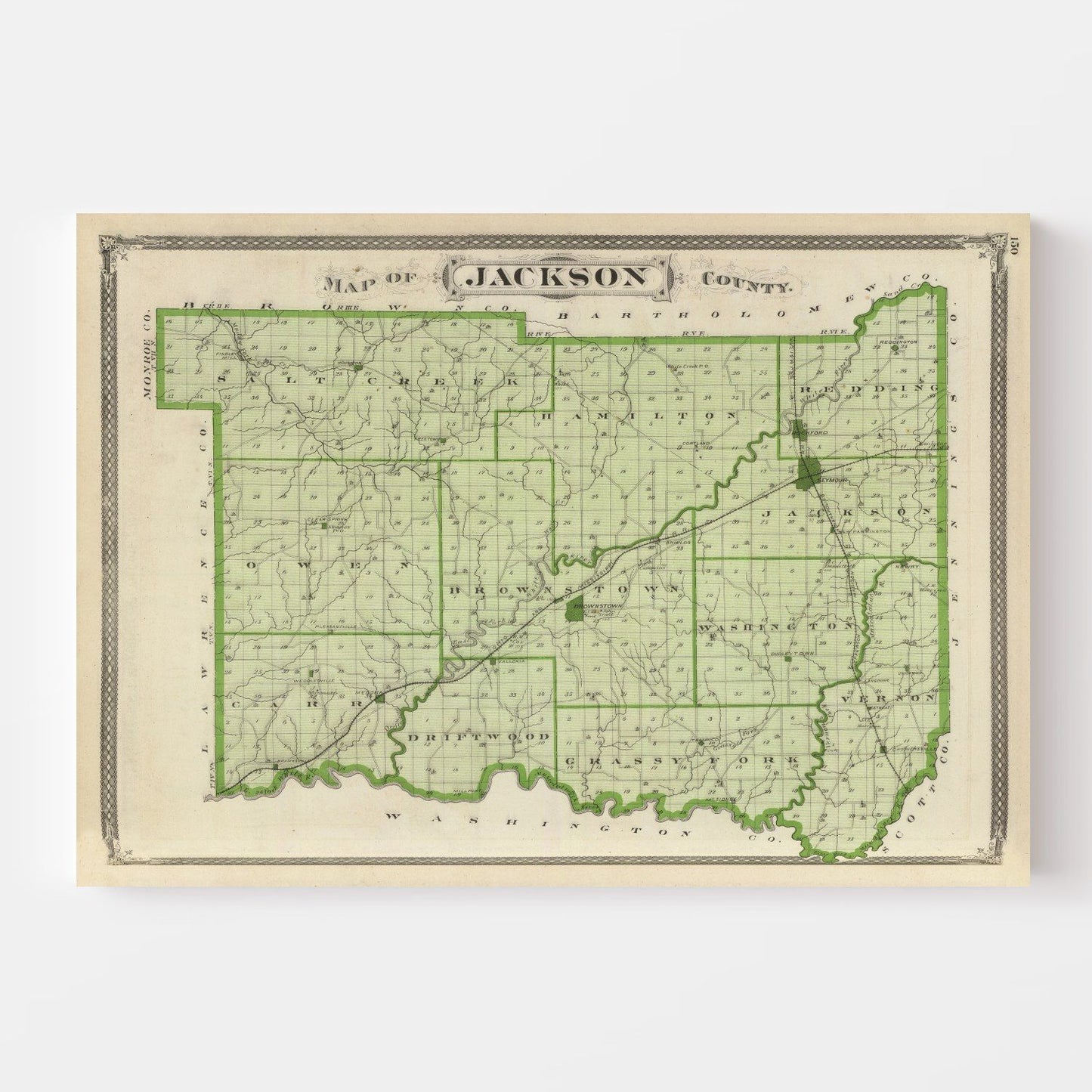 Vintage Map of Jackson County, Indiana, 1876