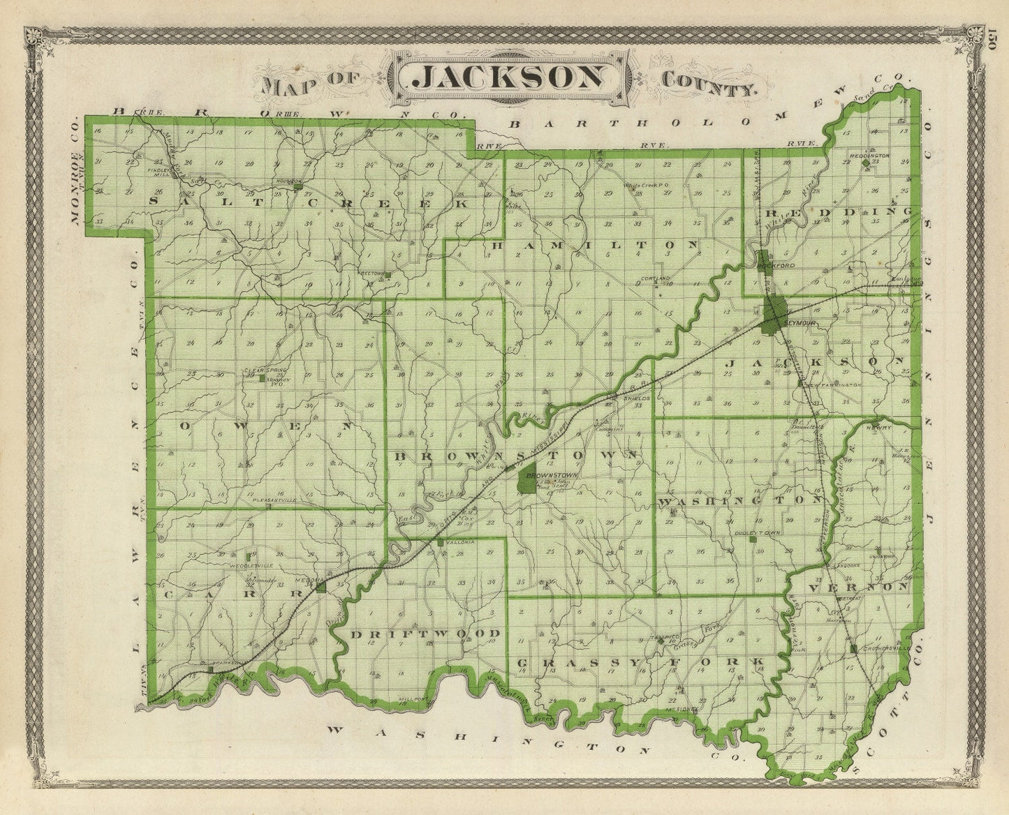 Vintage Map of Jackson County, Indiana, 1876
