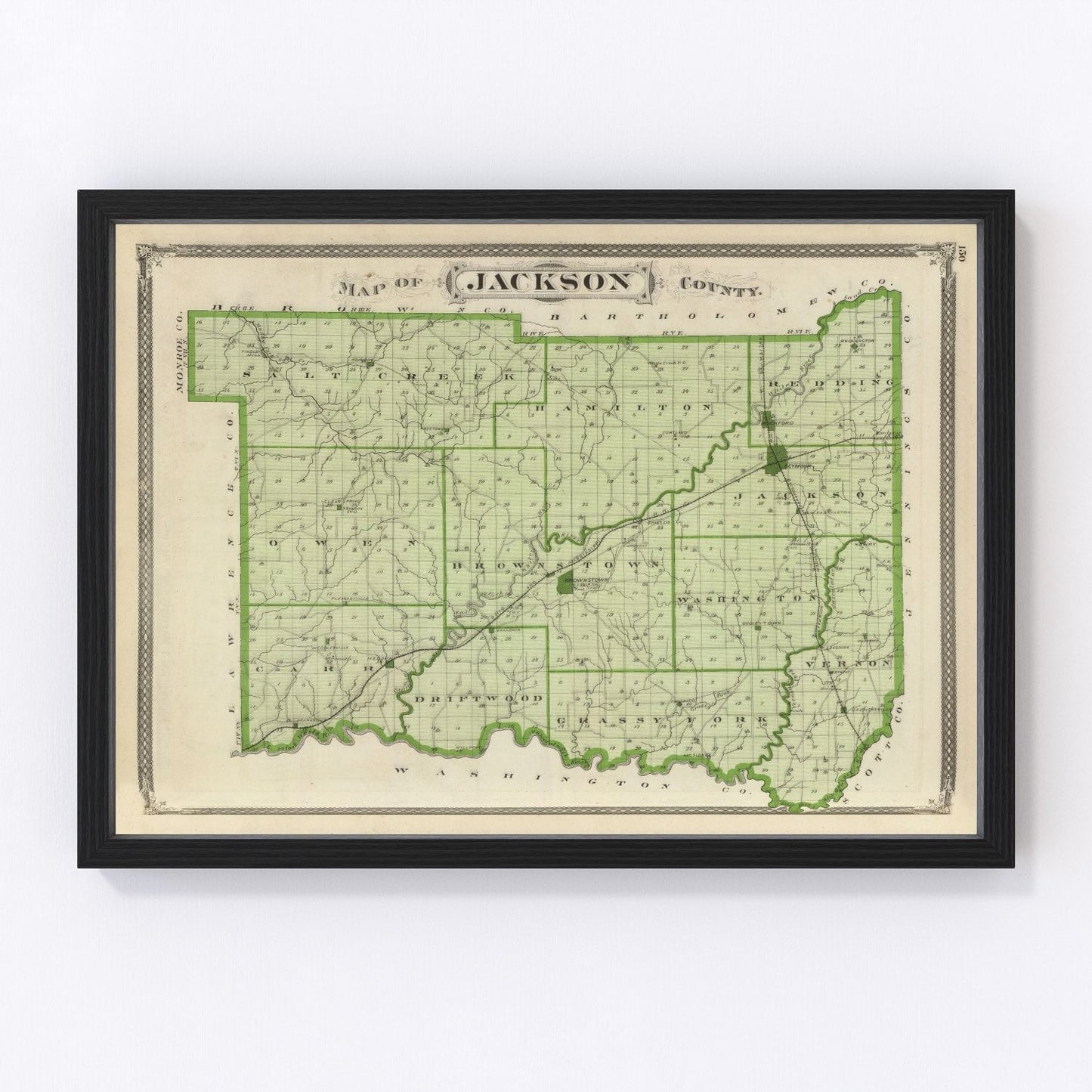 Vintage map of Jackson County, Indiana, 1876