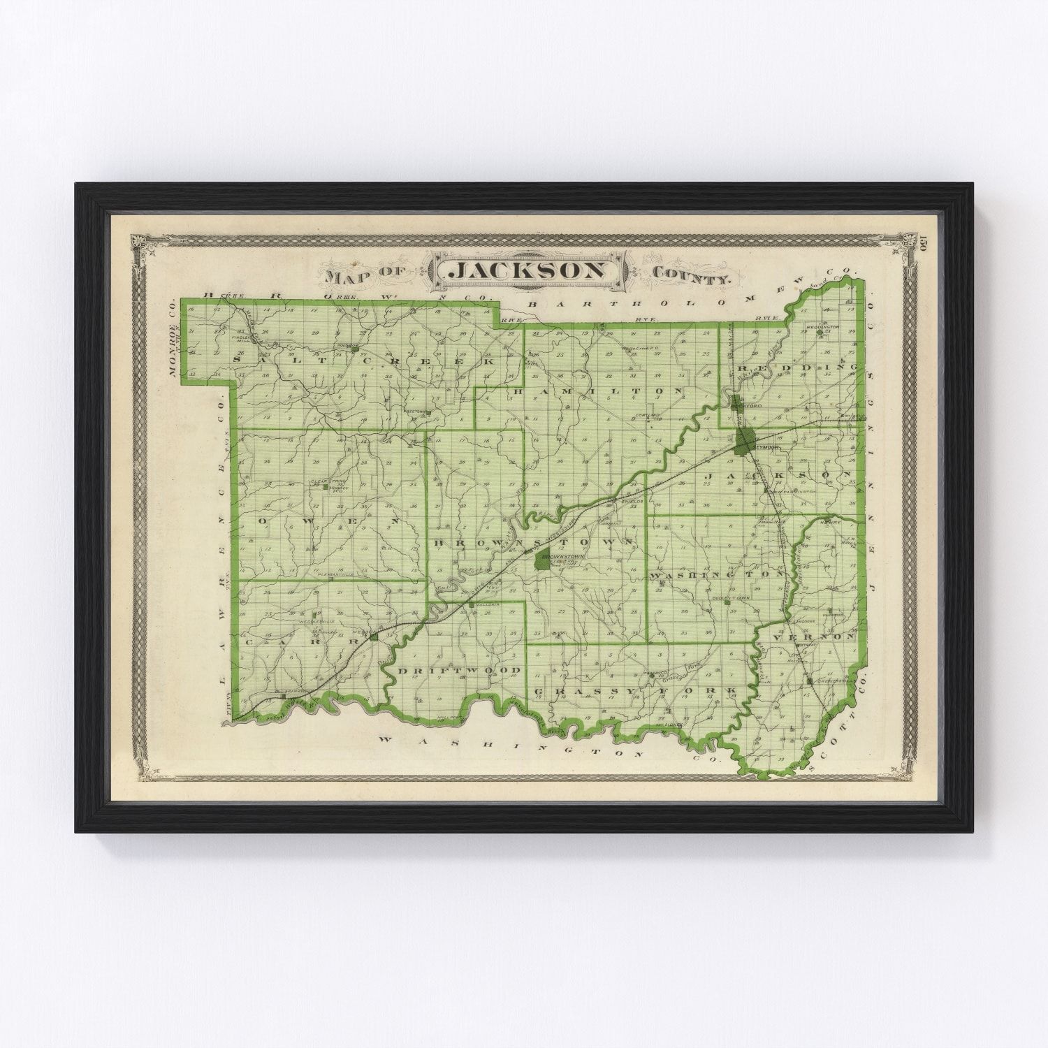 Vintage map of Jackson County, Indiana, 1876