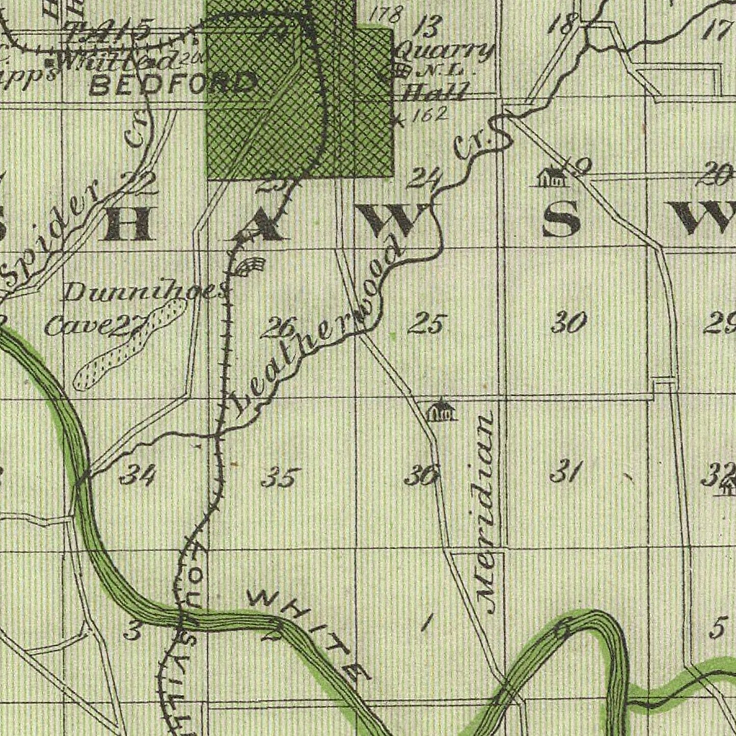 Vintage Map of Lawrence County, Indiana, 1876