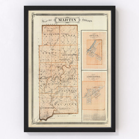 Vintage map of Martin County, Indiana, 1876