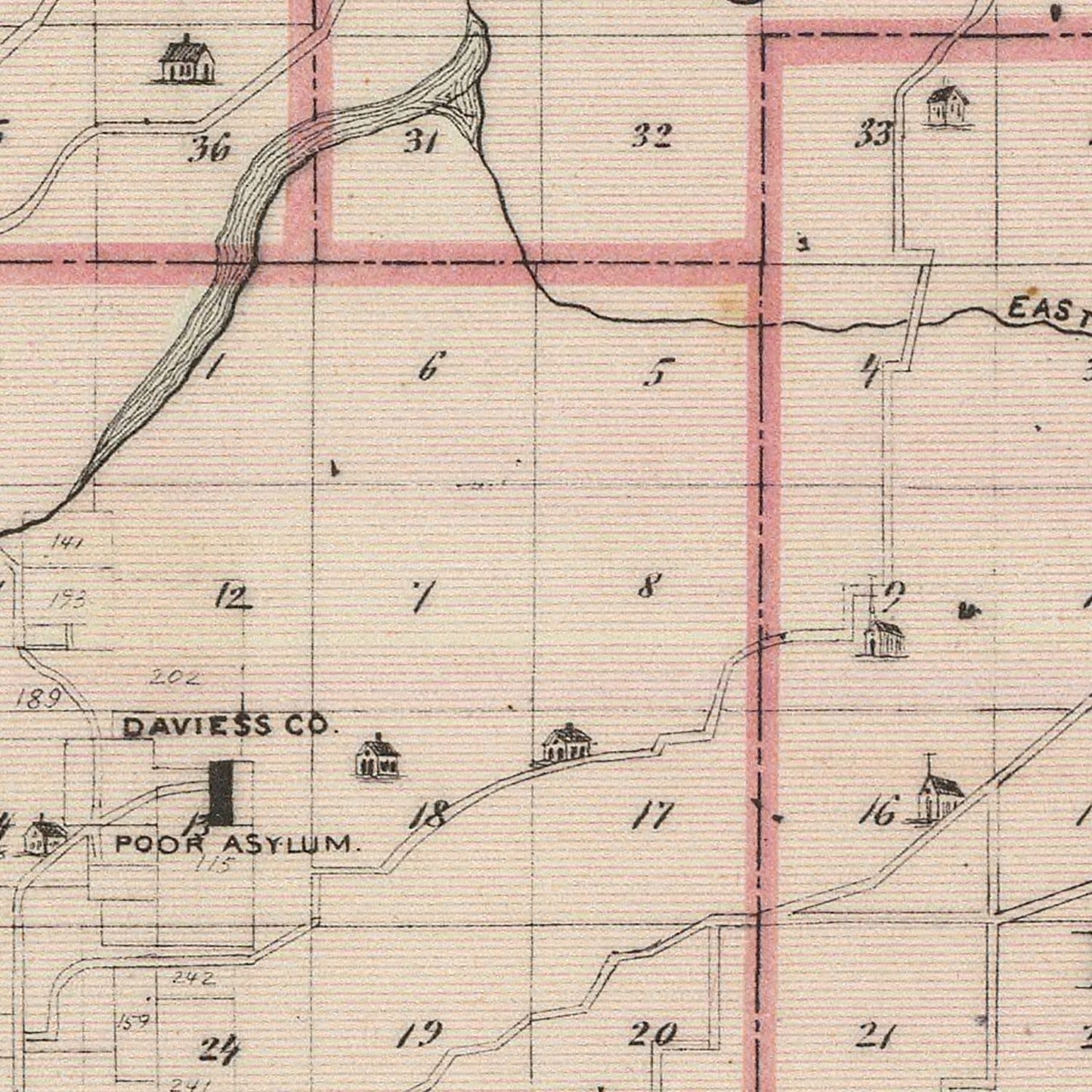 Vintage Map of Daviess County, Indiana, 1876