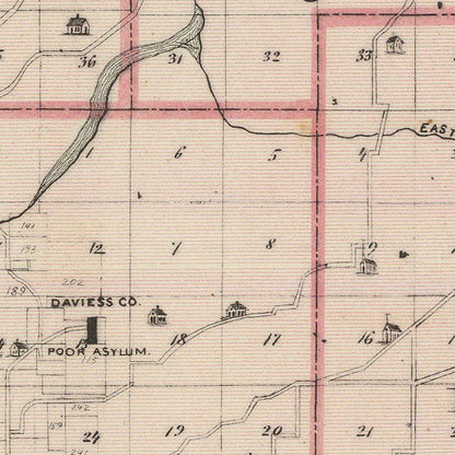 Vintage Map of Daviess County, Indiana, 1876