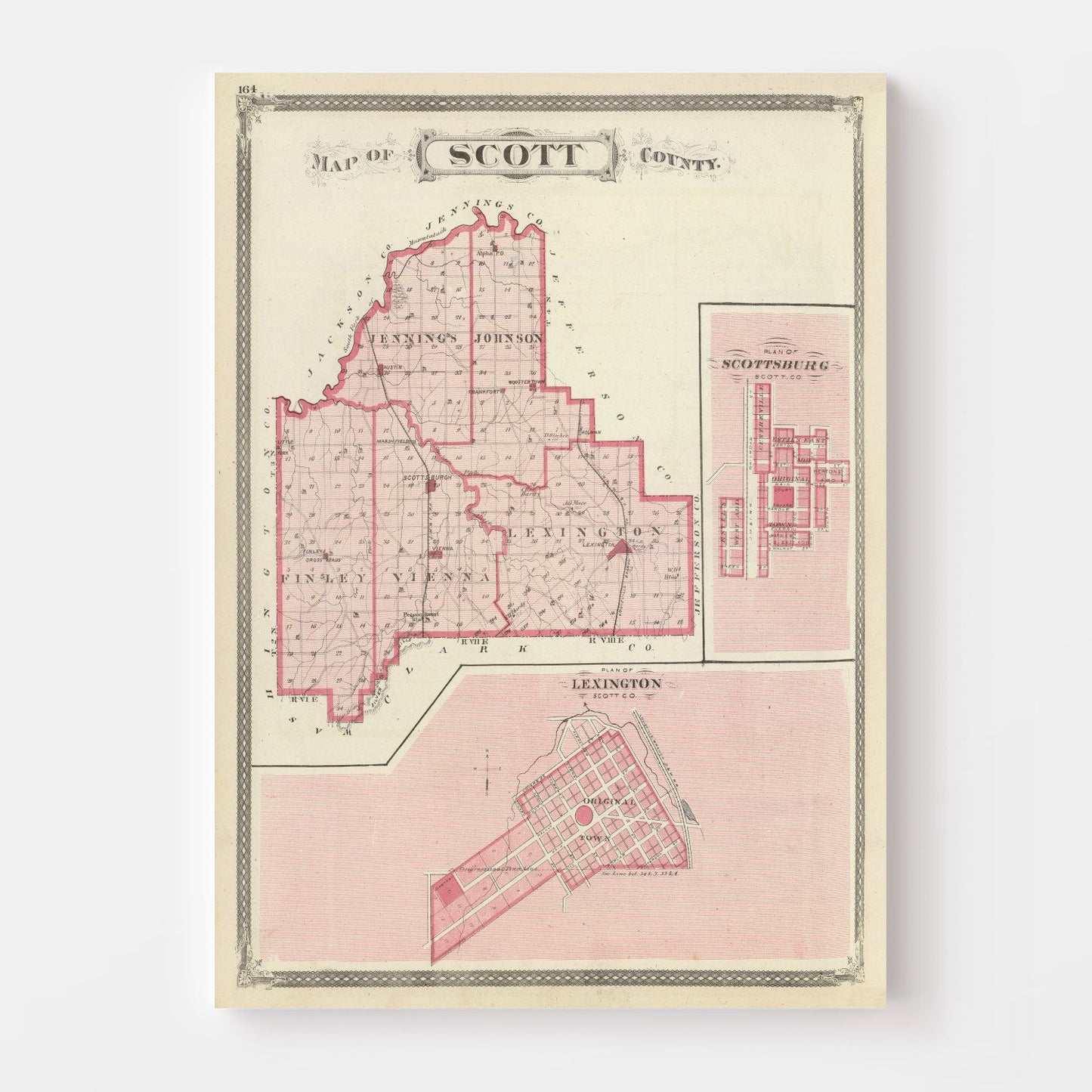 Vintage Map of Scott County, Indiana, 1876