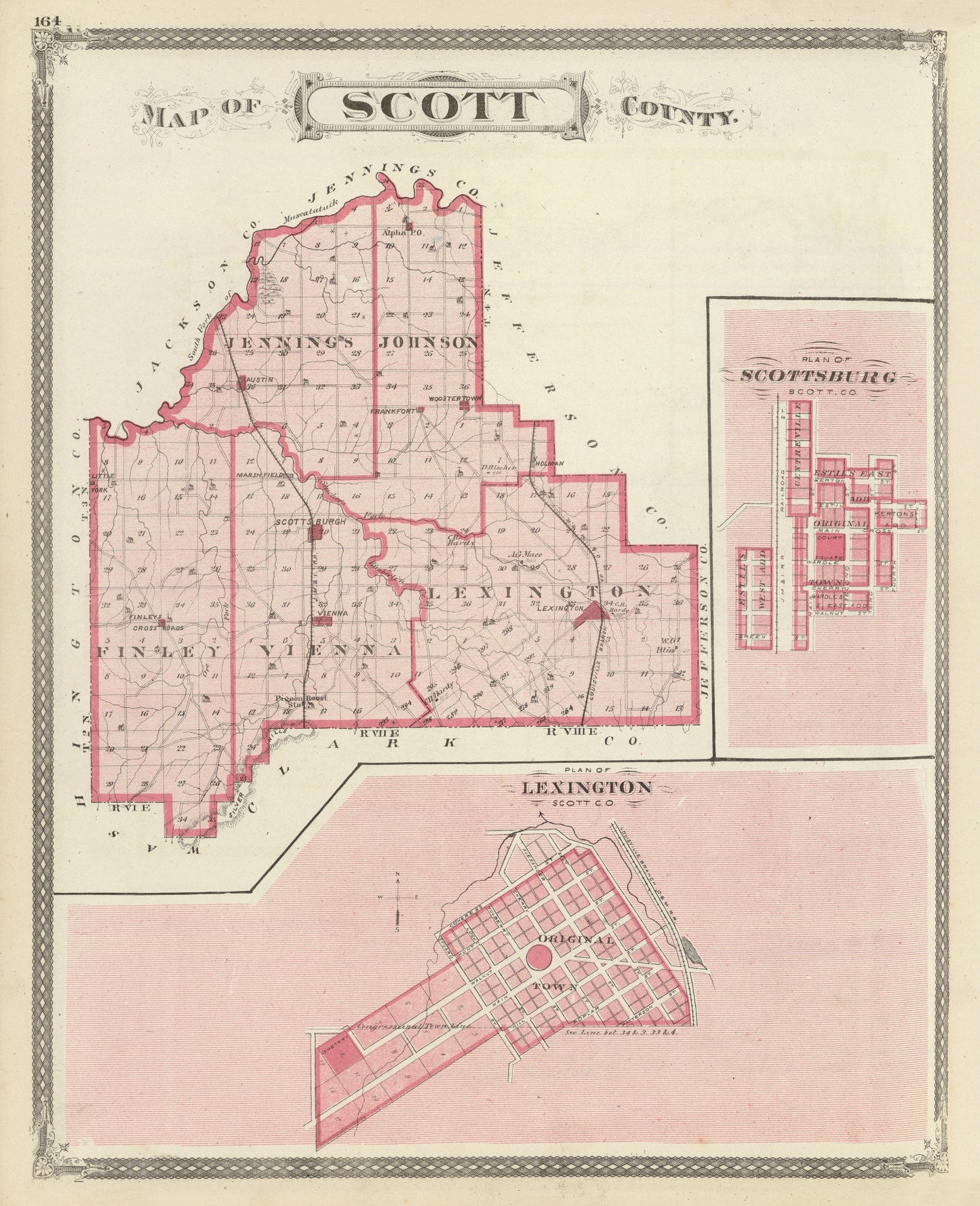 Vintage Map of Scott County, Indiana, 1876