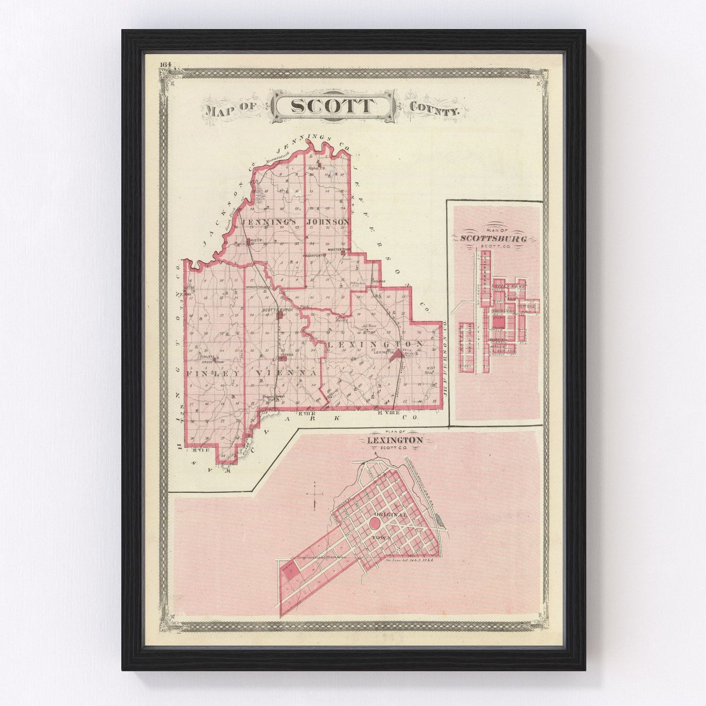 vintage map of Scott County, Indiana, 1876