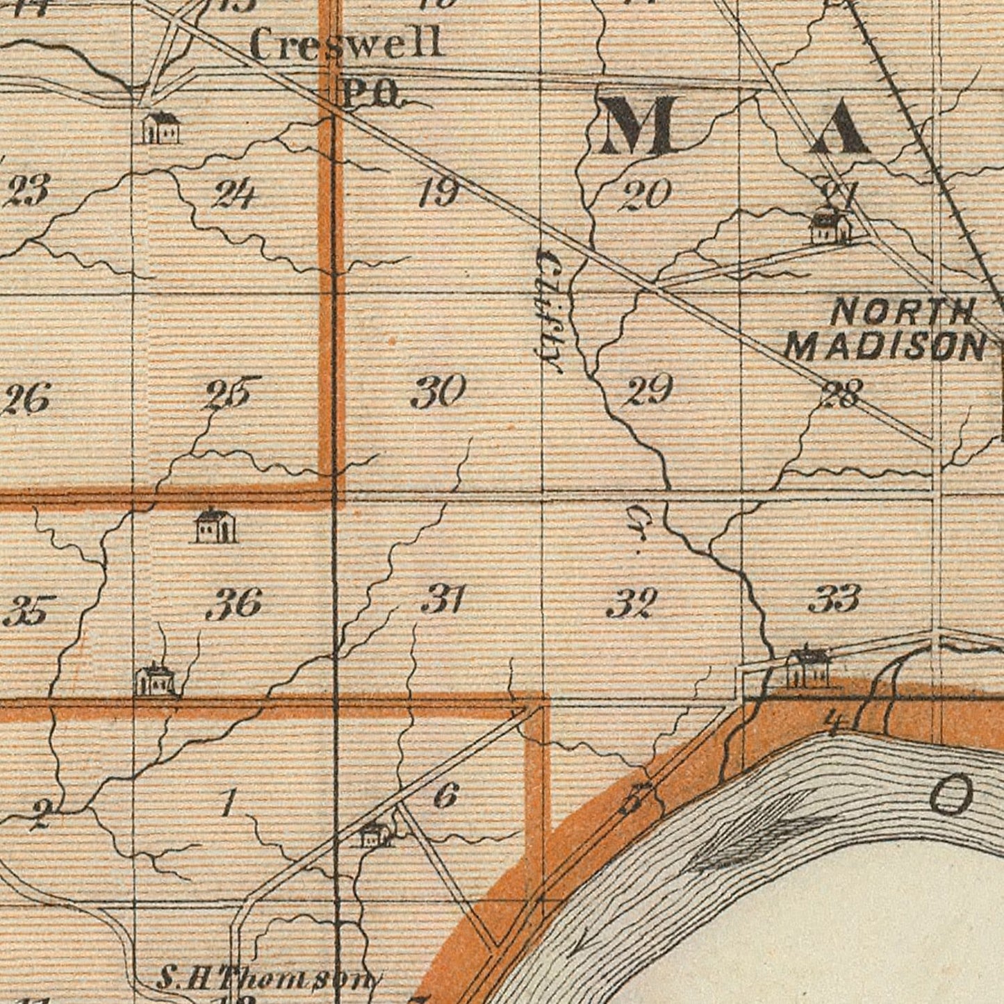 Vintage Map of Jefferson County, Indiana, 1876