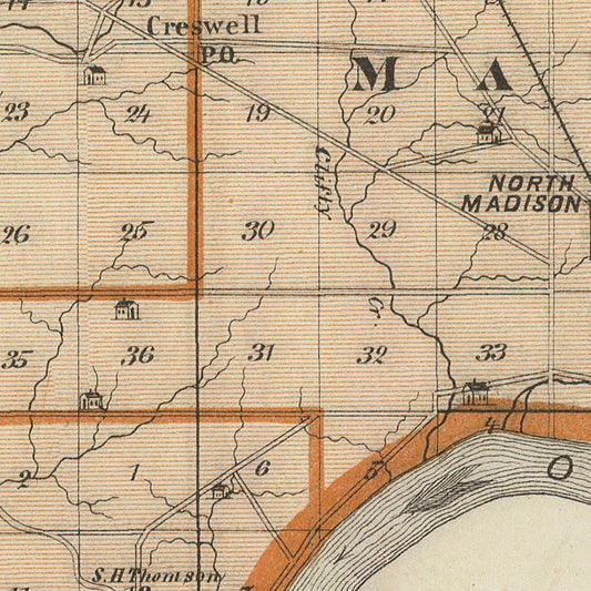 Vintage Map of Jefferson County, Indiana, 1876