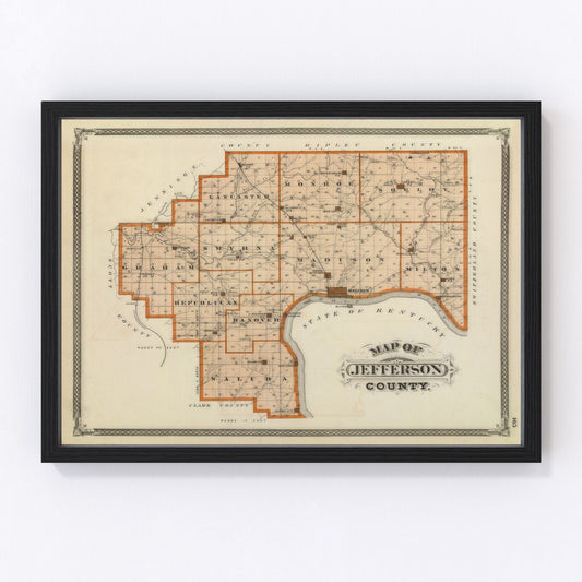 Vintage map of Jefferson County, Indiana, 1876