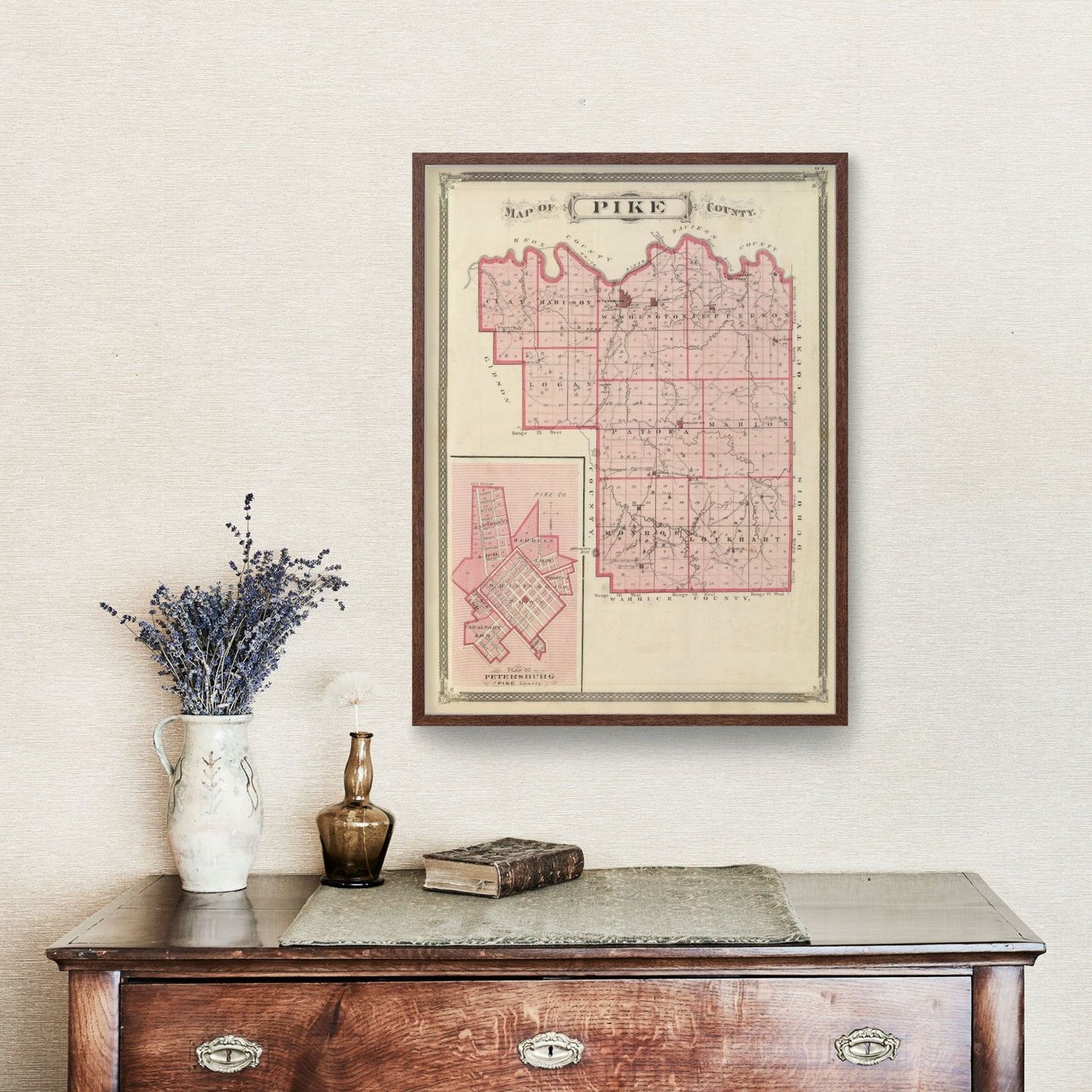 Vintage Map of Pike County, Indiana, 1876