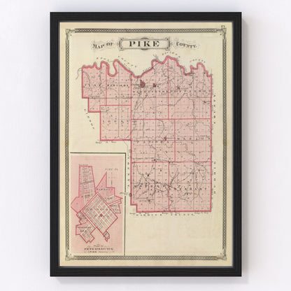vintage map of Pike County, Indiana, 1876