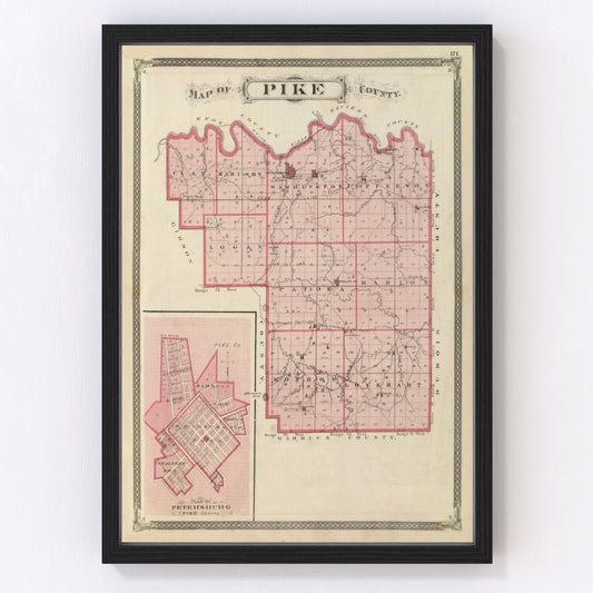 vintage map of Pike County, Indiana, 1876