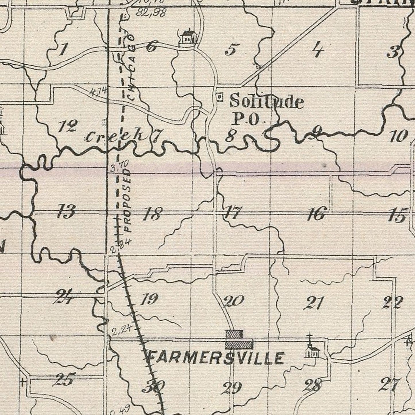 Vintage Map of Posey County, Indiana, 1876