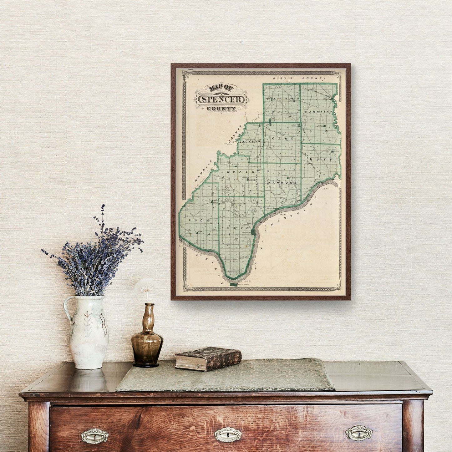 Vintage Map of Spencer County, Indiana, 1876