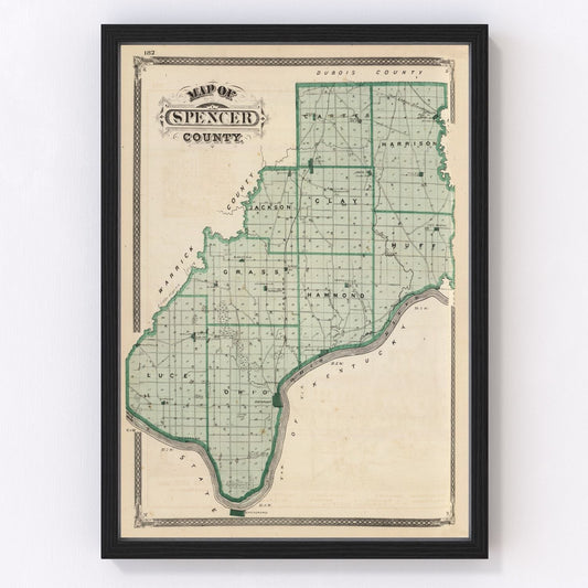 vintage map of Spencer County, Indiana, 1876