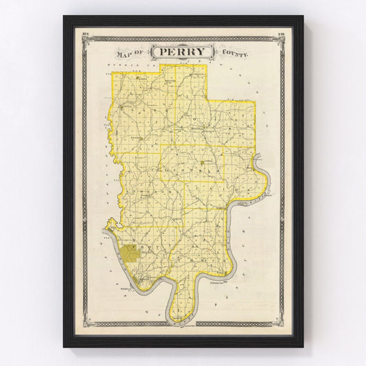 vintage map of Perry County, Indiana, 1876