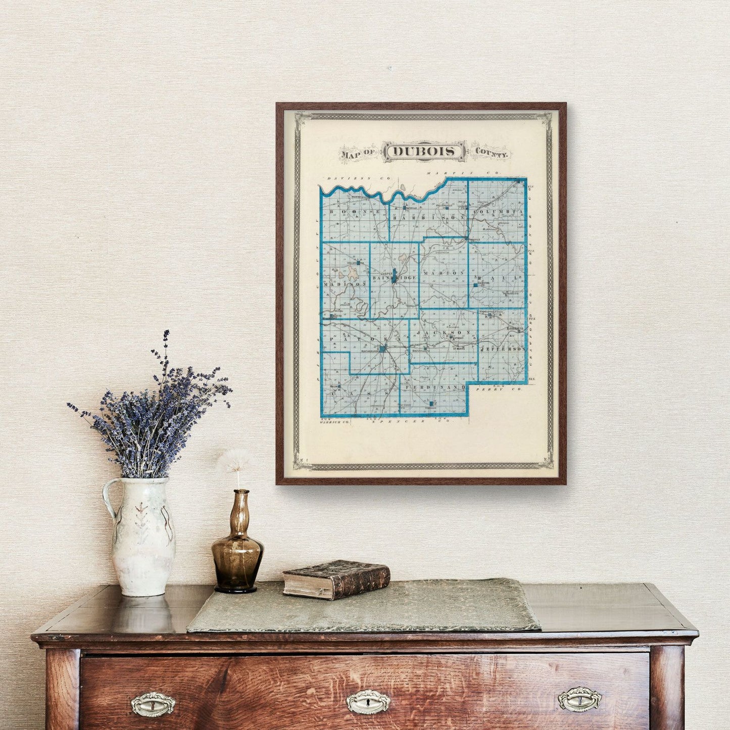 Vintage Map of Dubois County, Indiana, 1876