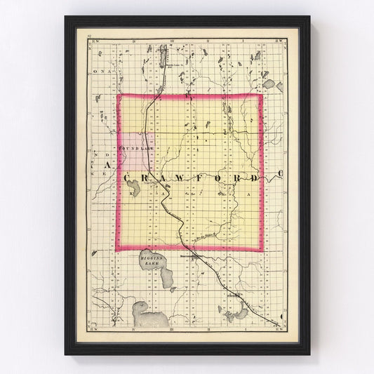 vintage map of Crawford County, Michigan, 1873