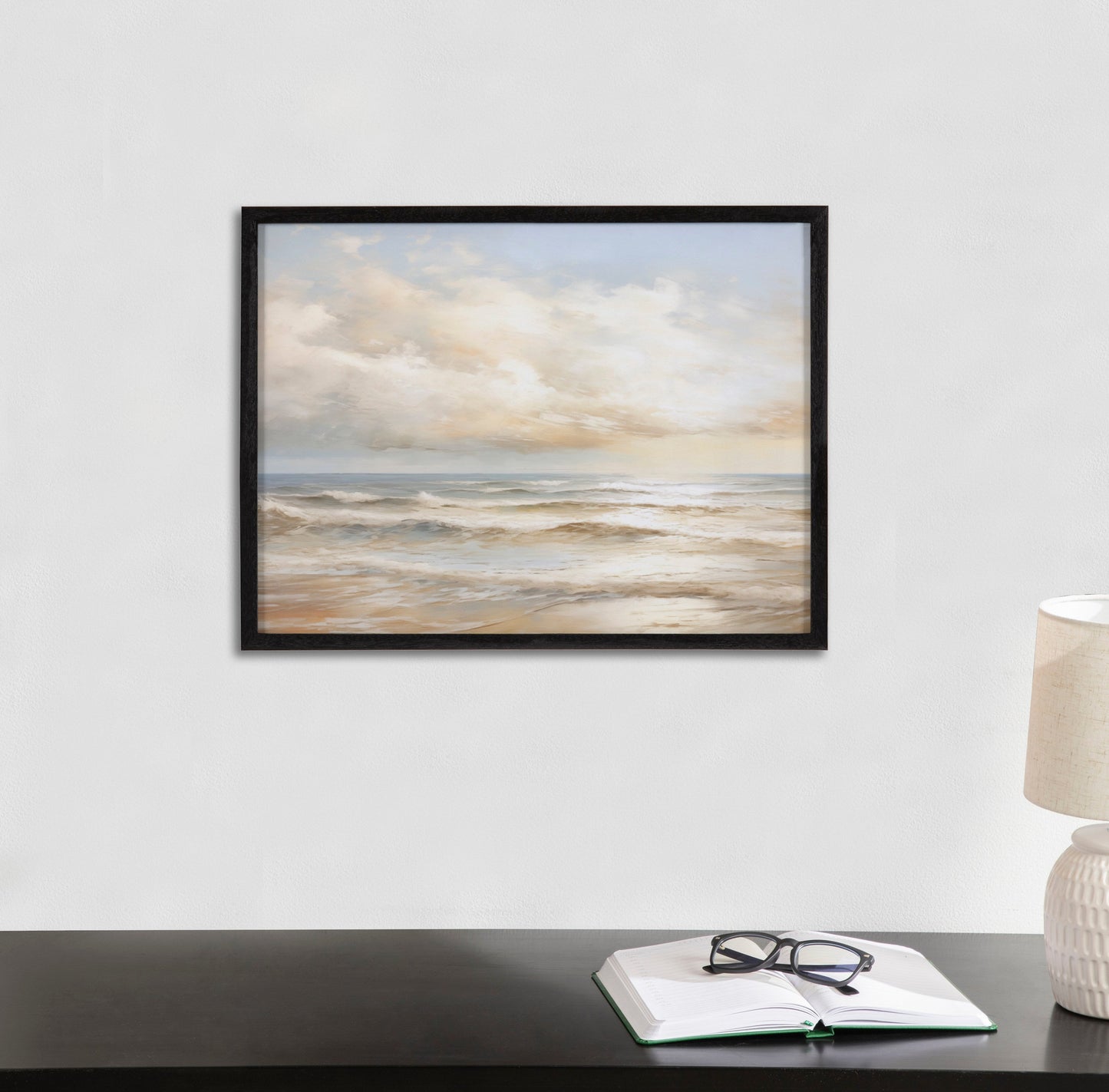 Beach Waves Sunset Coastal Framed Wall Art