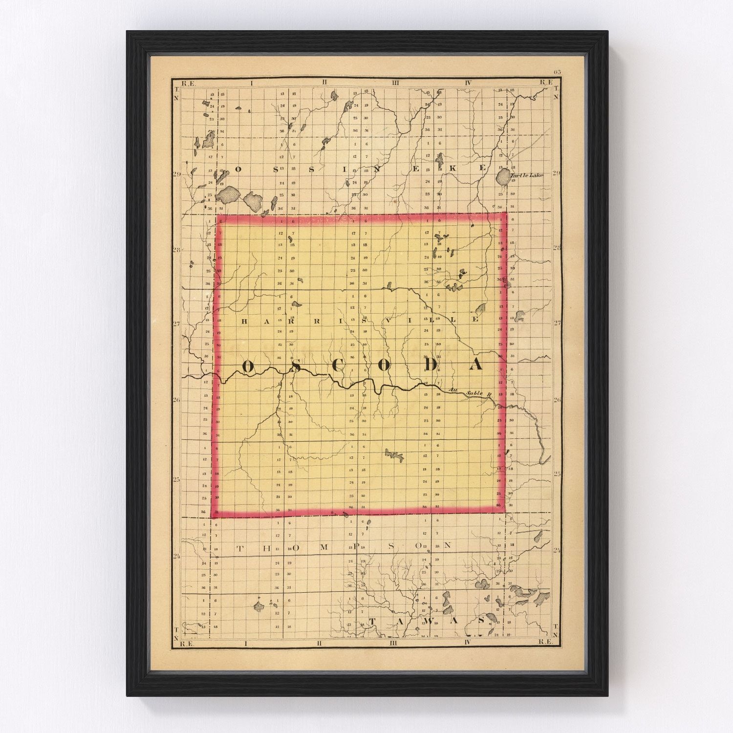 Vintage map of Oscoda County, Michigan, 1873