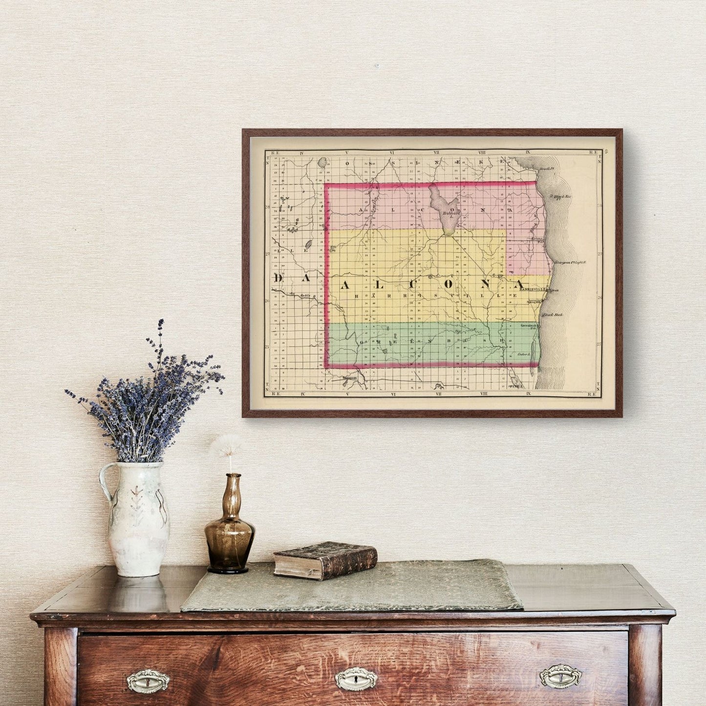 Vintage Map of Alcona County, Michigan, 1873