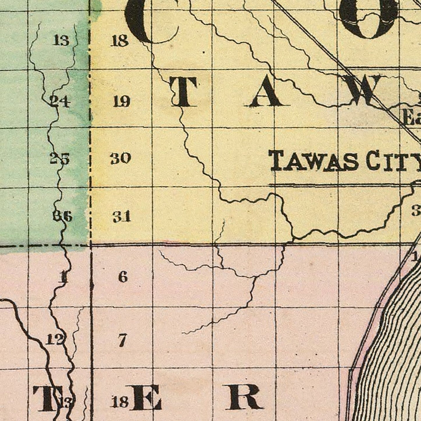 Vintage Map of Iosco County, Michigan, 1873